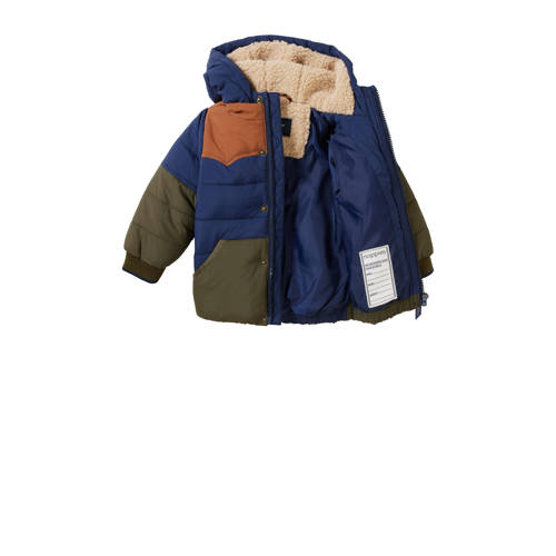 Noppies gewatteerde winterjas Jacket donkerblauw army bruin Jongens Polyester Capuchon 68