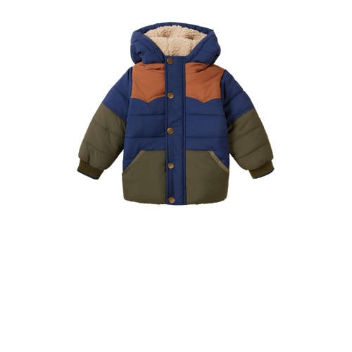 Noppies gewatteerde winterjas Jacket donkerblauw/army/bruin Jongens Polyester Capuchon