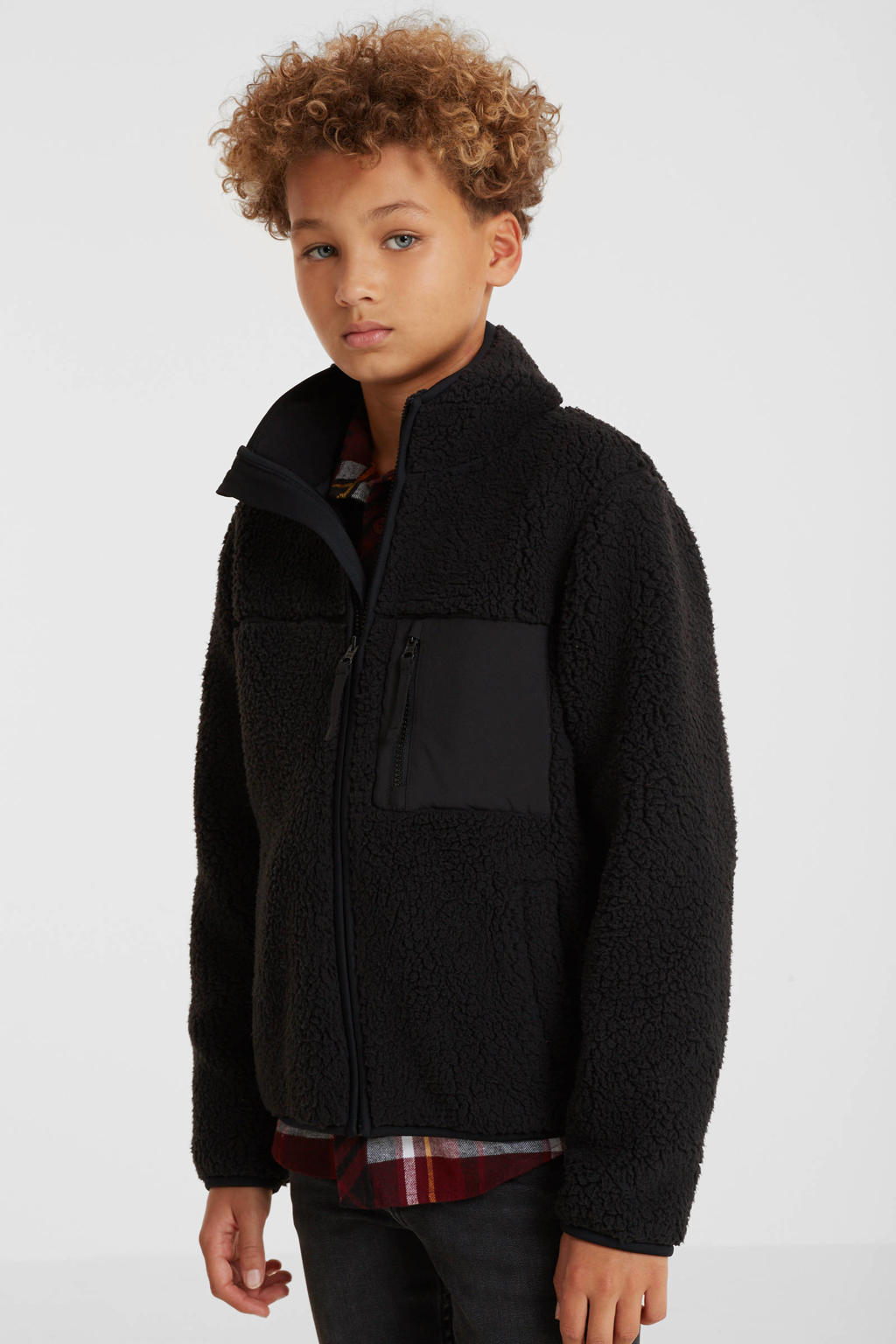 anytime teddy fleece vest zwart