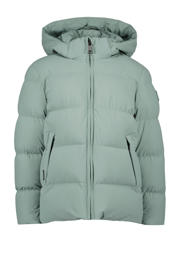 thumbnail: Groene meisjes Airforce gewatteerde winterjas van polyester met effen, lange mouwen, capuchon, ritssluiting en doorgestikte details