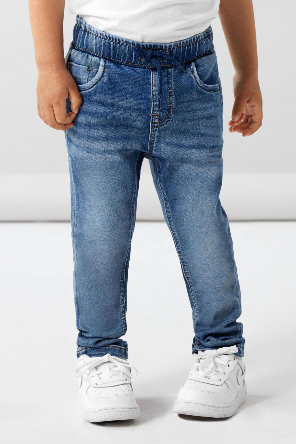 Blauwe jongens NAME IT MINI slim fit jeans met regular waist en effen