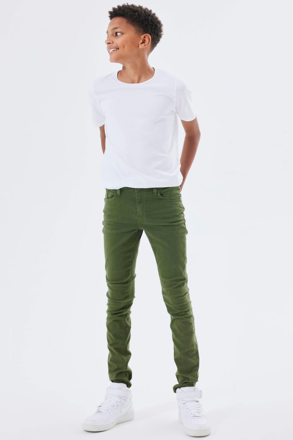 NAME IT KIDS slim fit broek NKMTHEO XSLIM rifle green