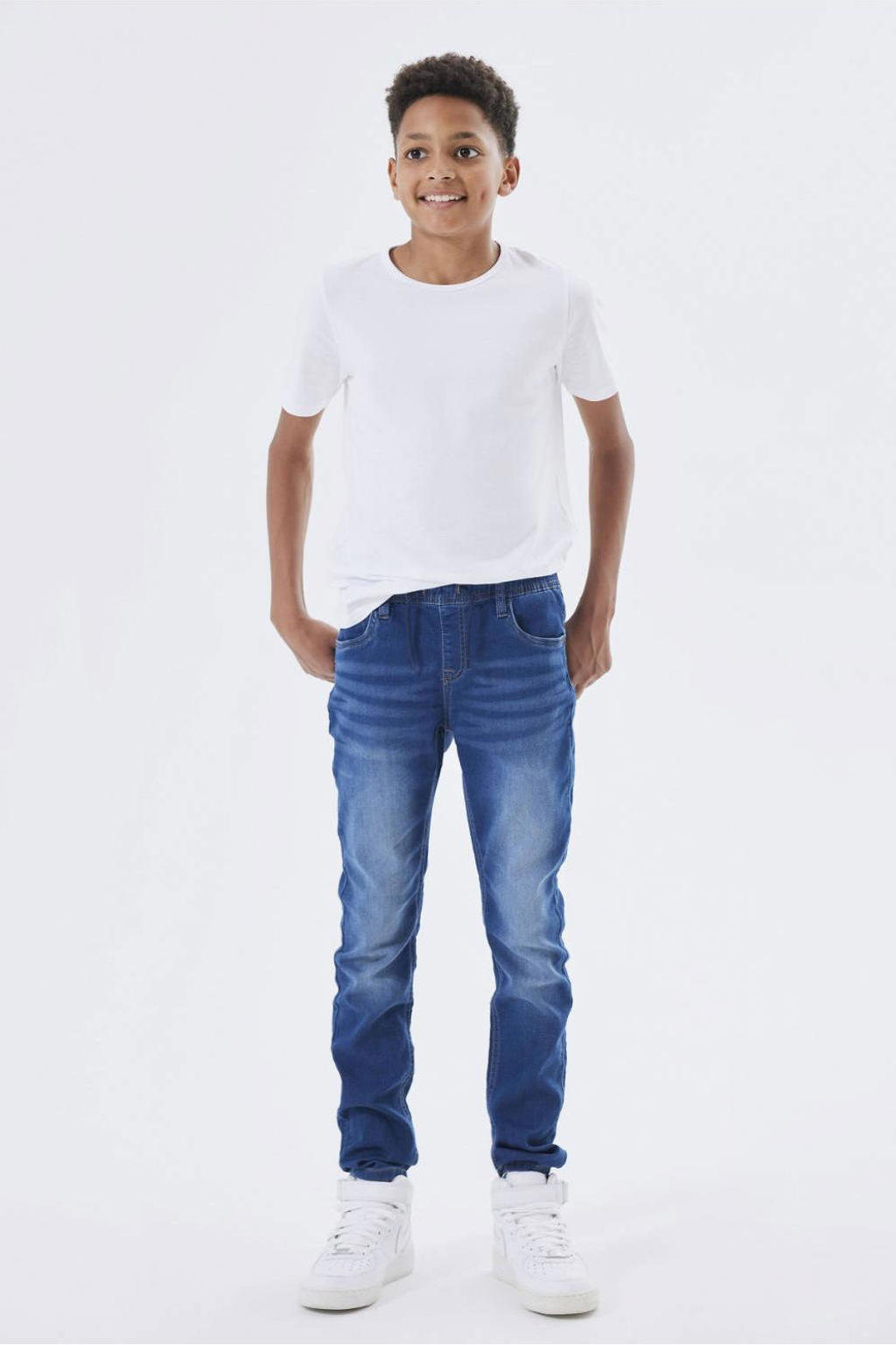 NAME IT KIDS slim fit jeans NKMRYAN JOGGER dark blue denim