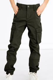 thumbnail: Groene jongens NAME IT KIDS cargobroek van stretchkatoen met regular fit, regular waist en effen