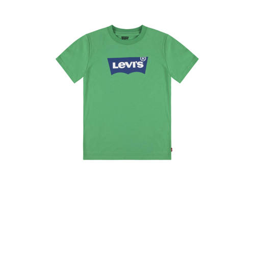 Levi's Kids T-shirt Batwing met logo groen Jongens Katoen Ronde hals Logo - 140