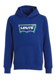thumbnail: Blauwe jongens Levi's Kids hoodie Batwing van duurzame sweatstof met logo dessin, lange mouwen en capuchon