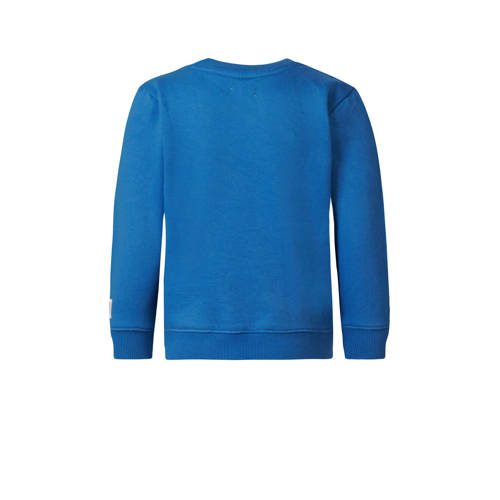 Noppies sweater Wilder met tekst middenblauw Jongens Katoen Ronde hals 104