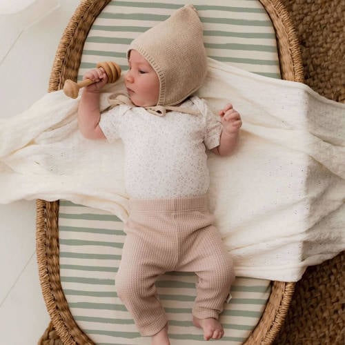 Yumi Baby jersey wieg hoeslaken 40x80 cm Stripe Sage Groen Streep