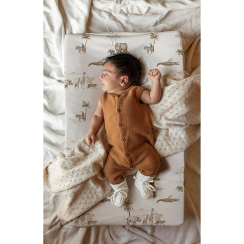 Yumi Baby aankleedkussenhoes 40x70 cm Vintage Jungle Taupe Ecru All over print