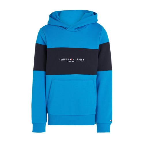 Tommy Hilfiger hoodie ESSENTIAL COLORBLOCK aquablauw/zwart Sweater Meerkleurig - 104