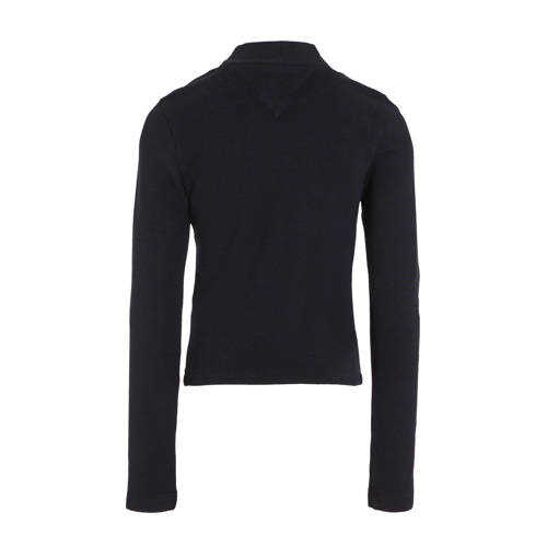 Tommy Hilfiger gestreepte longsleeve zwart Meisjes Viscose Opstaande kraag 110