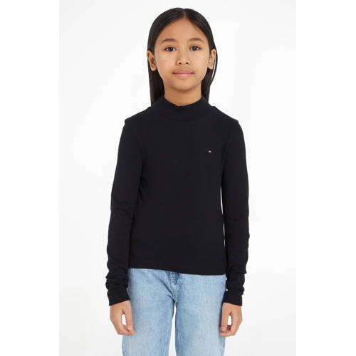 Tommy Hilfiger gestreepte longsleeve zwart Meisjes Viscose Opstaande kraag 164