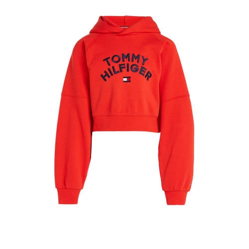 Tommy Hilfiger hoodie met logo felrood Sweater Logo