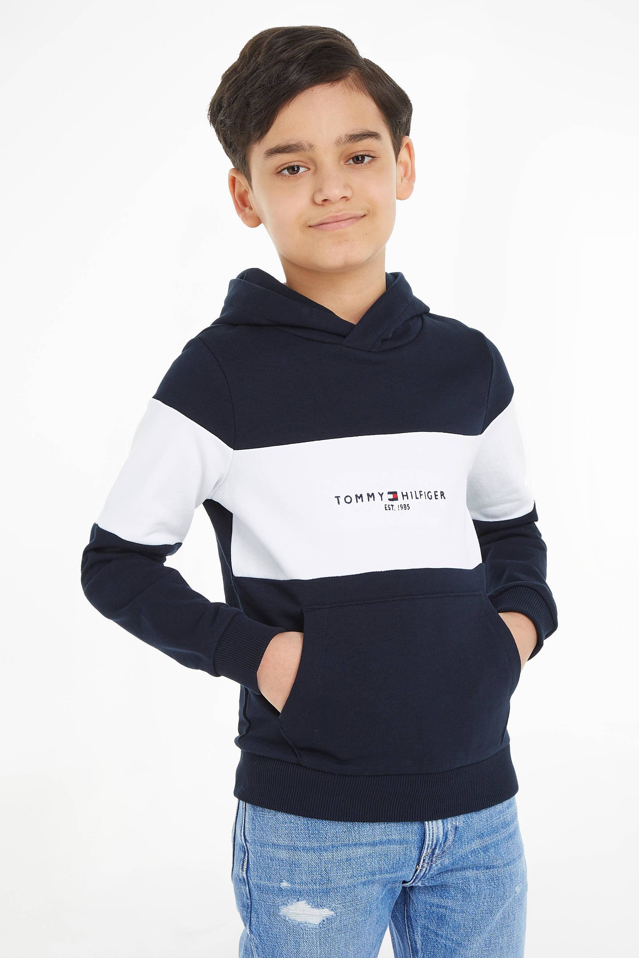 Tommy Hilfiger hoodie ESSENTIAL donkerblauw wit kleertjes