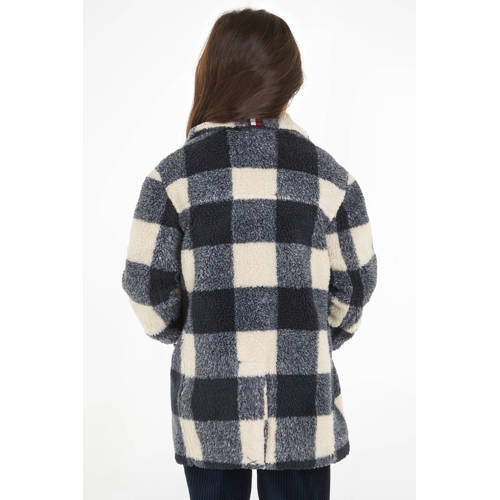 Tommy Hilfiger geruite teddy winterjas donkerblauw beige Ruit 116