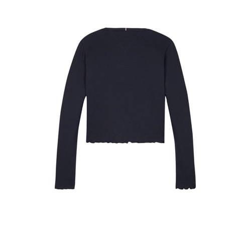 Tommy Hilfiger longsleeve ESSENTIAL RIB donkerblauw Zwart Meisjes Stretchkatoen Ronde hals 110