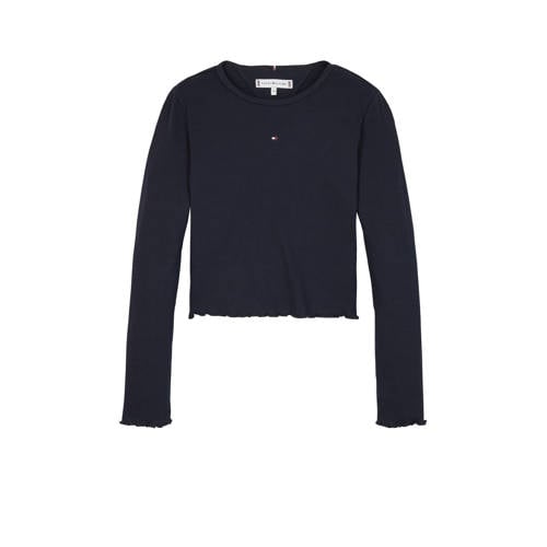 Tommy Hilfiger longsleeve ESSENTIAL RIB donkerblauw Zwart Meisjes Stretchkatoen Ronde hals