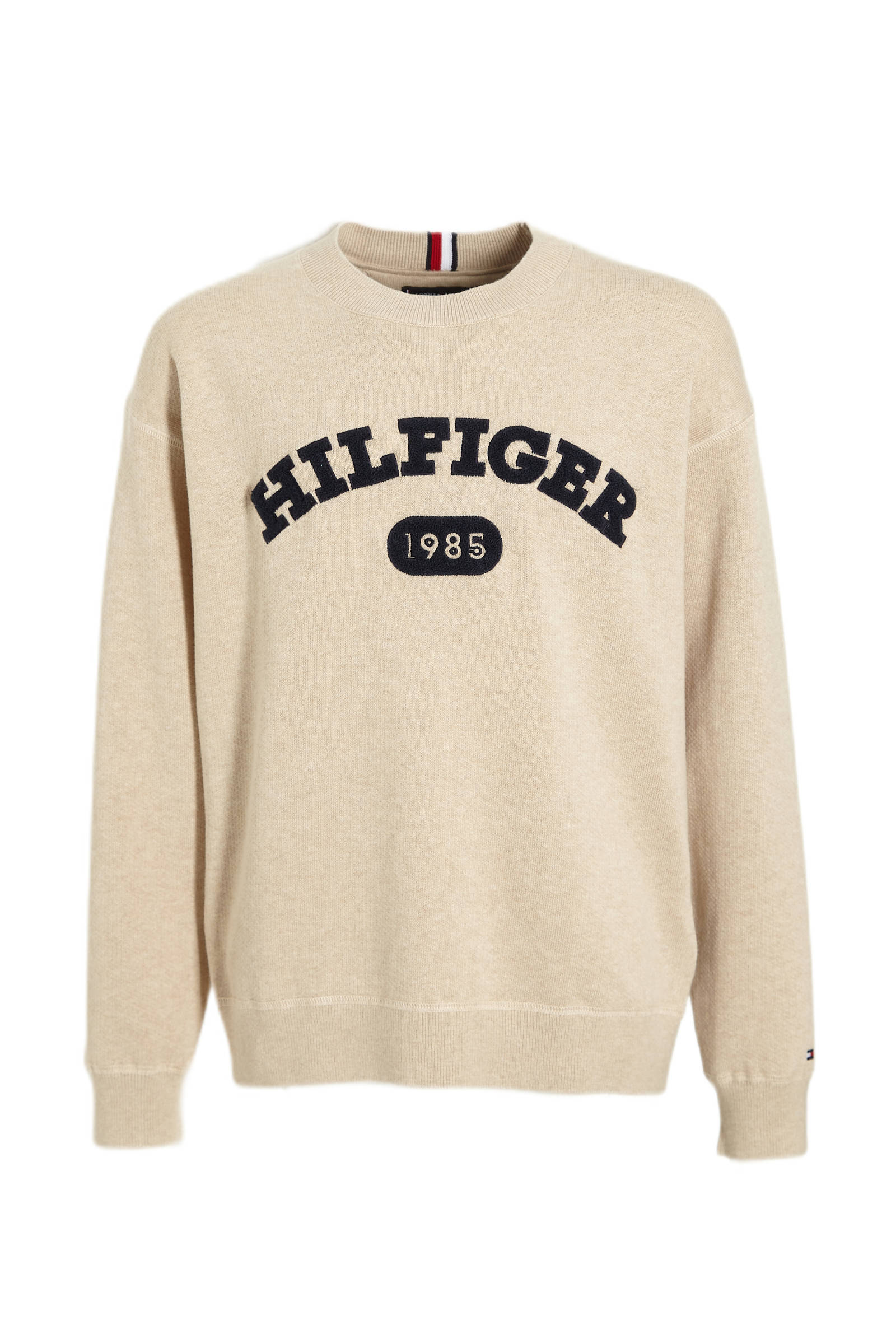 Tommy Hilfiger fijngebreide trui met logo beige kleertjes