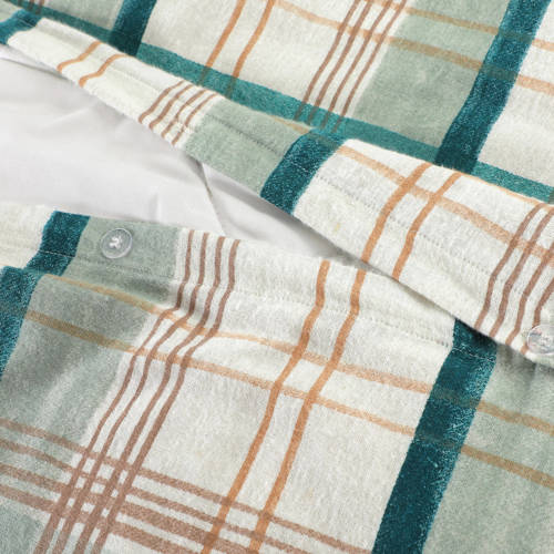NOUS Living flanellen dekbedovertrek 2 persoons Check (200x220 cm) Groen