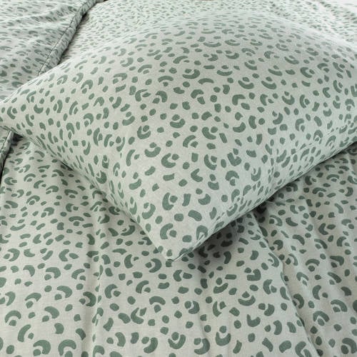 NOUS Living flanellen dekbedovertrek 2 persoons (140x220 cm) Groen Panterprint