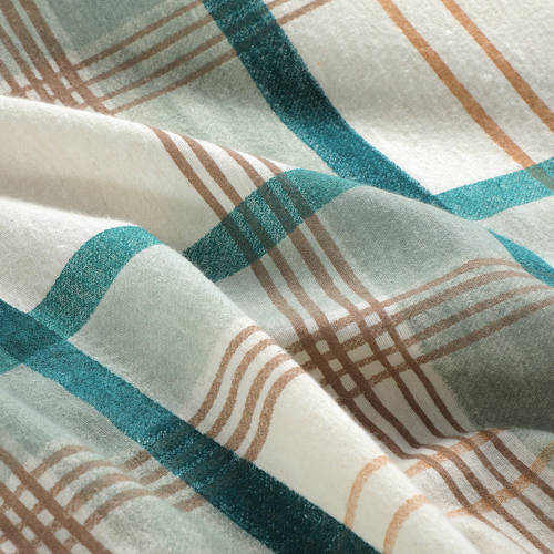 NOUS Living flanellen dekbedovertrek 1 persoons (140x220 cm) Groen Ruit