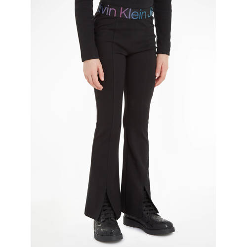 Calvin Klein flared broek PUNTO met logo zwart Meisjes Viscose Logo