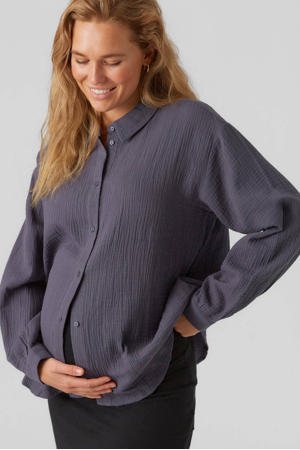 zwangerschapsblouse MLJUANA LIA met textuur donkerblauw