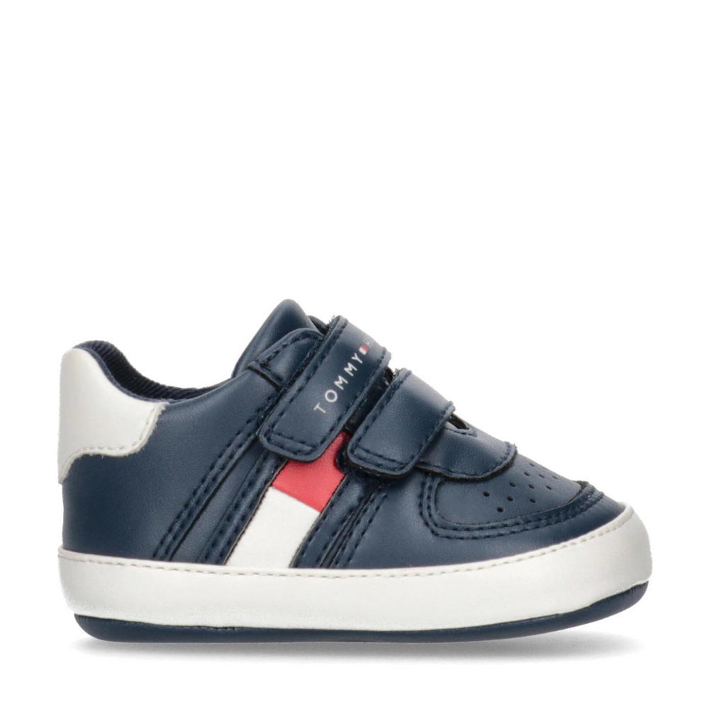 Donkerblauwe jongens Tommy Hilfiger Kiki baby sneakers van 52% polyester/48% pu met veters