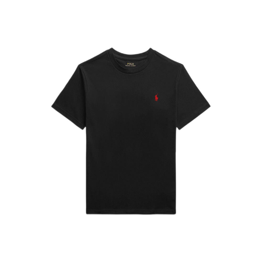 Zwarte jongens Polo Ralph Lauren T-shirt van katoen met effen, korte mouwen en ronde hals