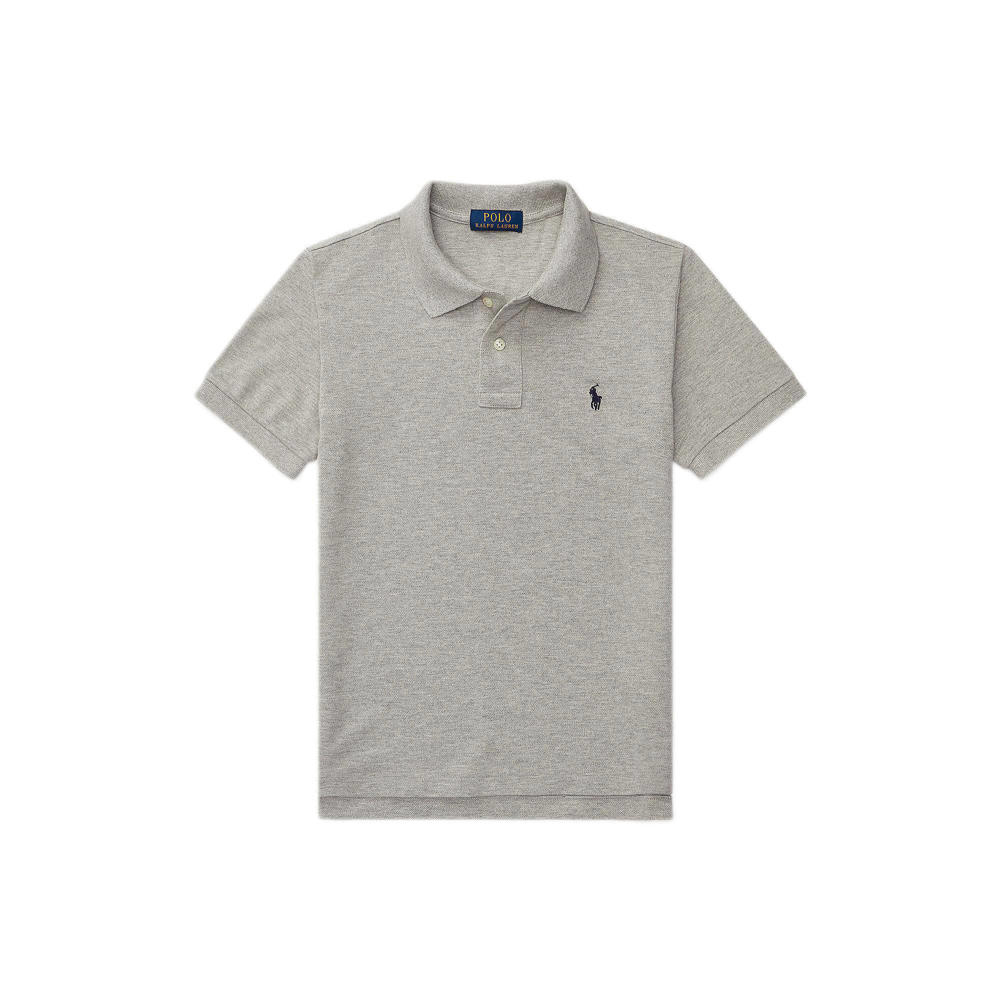 Grijze jongens Polo Ralph Lauren polo van katoen met effen en korte mouwen