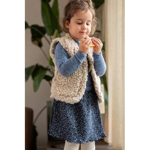 Like Flo reversible gilet met stippen ecru Meisjes Teddy V-hals Stip 74