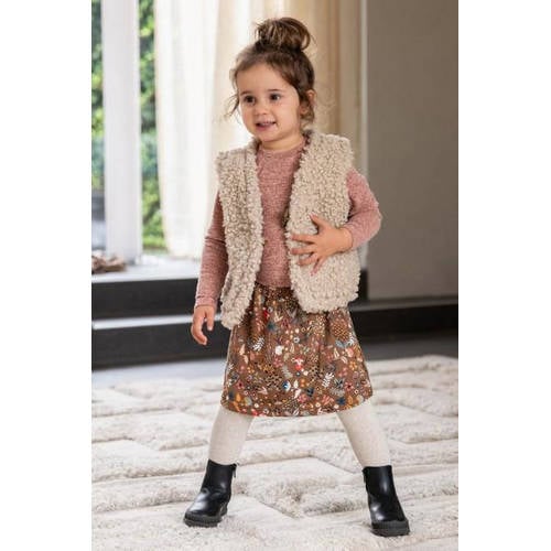 Like Flo reversible gilet met stippen ecru Meisjes Teddy V-hals Stip 74