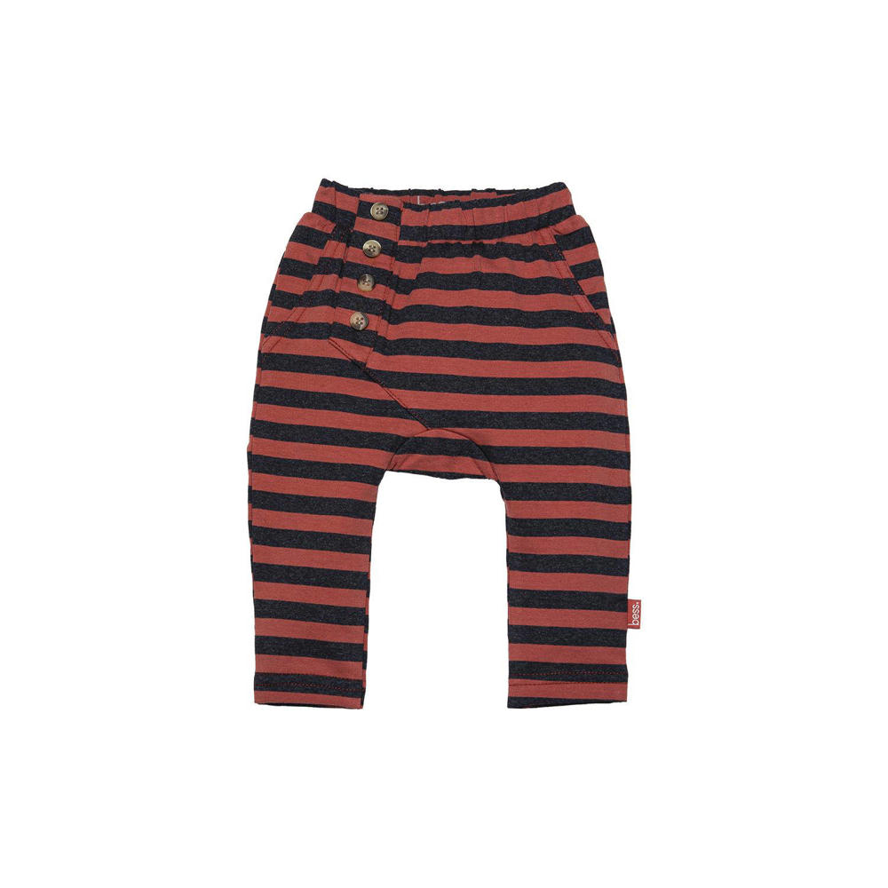 Rood en zwarte jongens BESS baby gestreepte regular fit broek van stretchkatoen met elastische tailleband