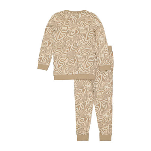 Quapi pyjama PUCK met all over print beige Jongens Stretchkatoen Ronde hals 110 116