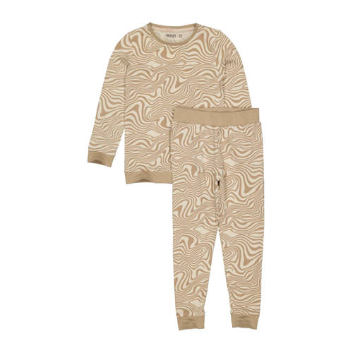 Quapi pyjama PUCK met all over print beige Jongens Stretchkatoen Ronde hals - 110/116