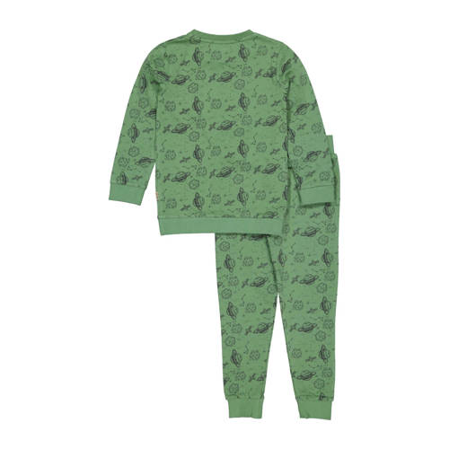 Quapi pyjama PUCK met all over print groen Jongens Stretchkatoen Ronde hals 98 104