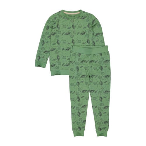 Quapi pyjama PUCK met all over print groen Jongens Stretchkatoen Ronde hals