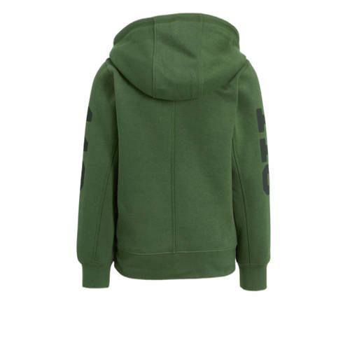 Anytime hoodie met tekstopdruk khaki Trui Groen Jongens Katoen Capuchon 110 116