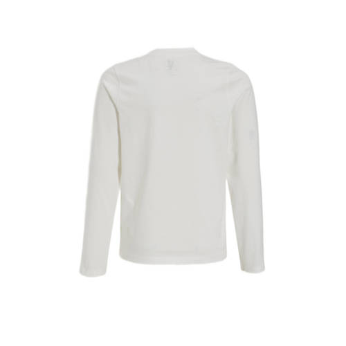 anytime longsleeve met tekstopdruk wit Meisjes Katoen Ronde hals Tekst 98 104