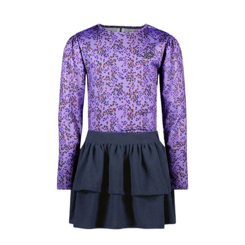 B.Nosy jurk B.DASHING met panterprint paars/donkerblauw Meisjes Polyester Ronde hals - maat 116 afbeelding