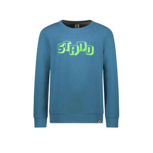 B.Nosy sweater B.BOLD met printopdruk turquoise Blauw Jongens Stretchkatoen (duurzaam) Ronde hals 