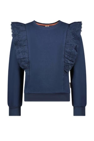 sweater B.DASHING met ruches donkerblauw