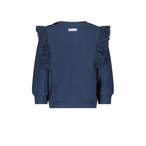 B.Nosy baby sweater B.VICTORIOUS met ruches donkerblauw Meisjes Stretchkatoen Ronde hals 74