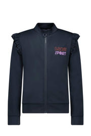 thumbnail: Blauwe meisjes B.Nosy sweatvest B.Active van polyester met lange mouwen, opstaande kraag en ritssluiting
