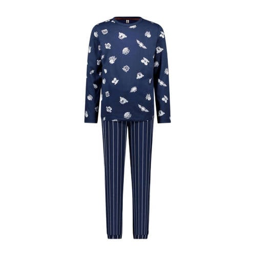 B.Nosy pyjama B. a SLEEP met all over print donkerblauw/offwhite Jongens Stretchkatoen Ronde hals - 110/116