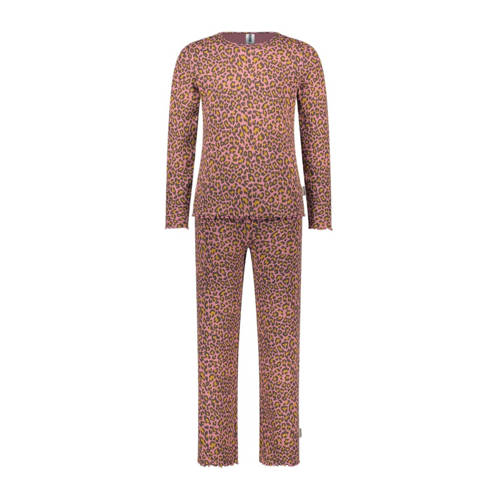 B.Nosy pyjama B. a SLEEP met dierenprint bruin/roze Meisjes Stretchkatoen Ronde hals