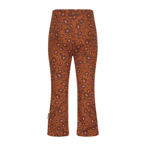 B.Nosy high waist flared broek B.BEYOND met panterprint bruin Meisjes Stretchkatoen 74