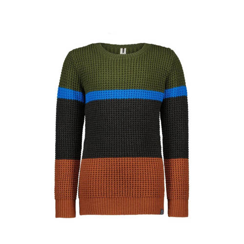 B.Nosy gestreepte trui B.READY bruin/blauw/groen Jongens Sweat Ronde hals - maat 98 afbeelding