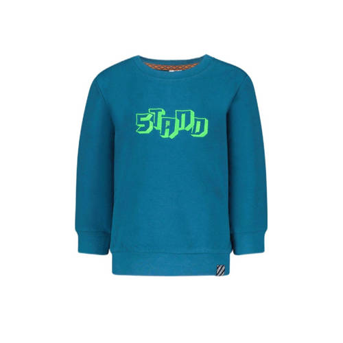 B.Nosy baby sweater B.BOLD met printopdruk turquoise Blauw Jongens Stretchkatoen (duurzaam) Ronde hals 