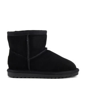   gevoerde suède enkelboots zwart